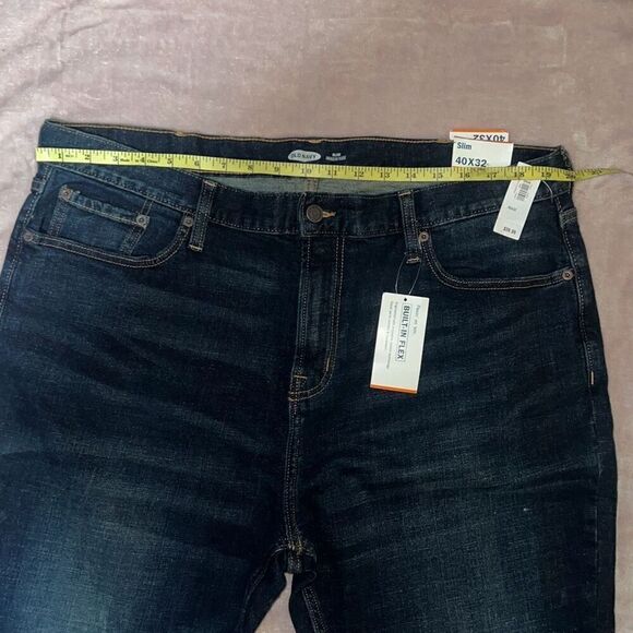 Old Navy Mens Slim Built-In Flex Jeans Dark Wash Denim Pants - Picture 7 of 10